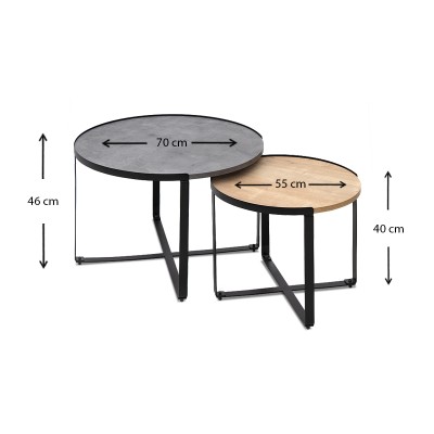 Σετ Τραπεζάκια σαλονιού Art Maison ΑΡΜΑΘΙΑ - Charcoal Sonoma (70x69x46εκ)