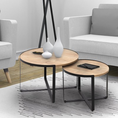 Σετ Τραπεζάκια σαλονιού Art Maison ΑΡΜΑΘΙΑ - Natural (70x69x46εκ)