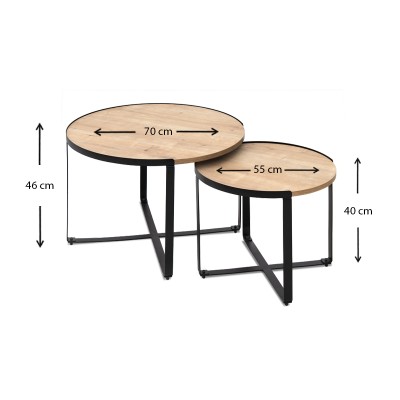 Σετ Τραπεζάκια σαλονιού Art Maison ΑΡΜΑΘΙΑ - Natural (70x69x46εκ)