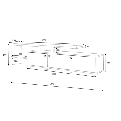 Έπιπλο τηλεόρασης Amadeo χρώμα λευκό - φυσικό οξιάς 197,5x35x46cm.