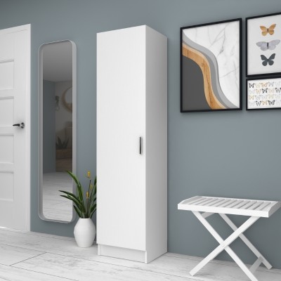 Ντουλάπα ρούχων - παπουτσοθήκη Art Maison Azumarill  μονόφυλλη χρώμα λευκό 45x38x180εκ.