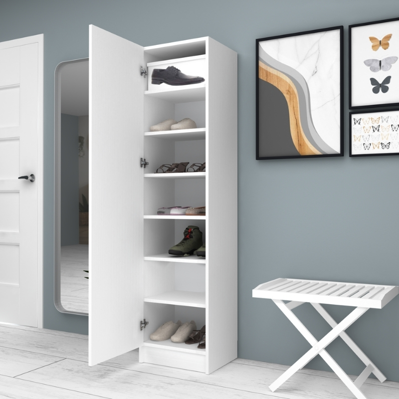 Ντουλάπα ρούχων - παπουτσοθήκη Art Maison Azumarill  μονόφυλλη χρώμα λευκό 45x38x180εκ.