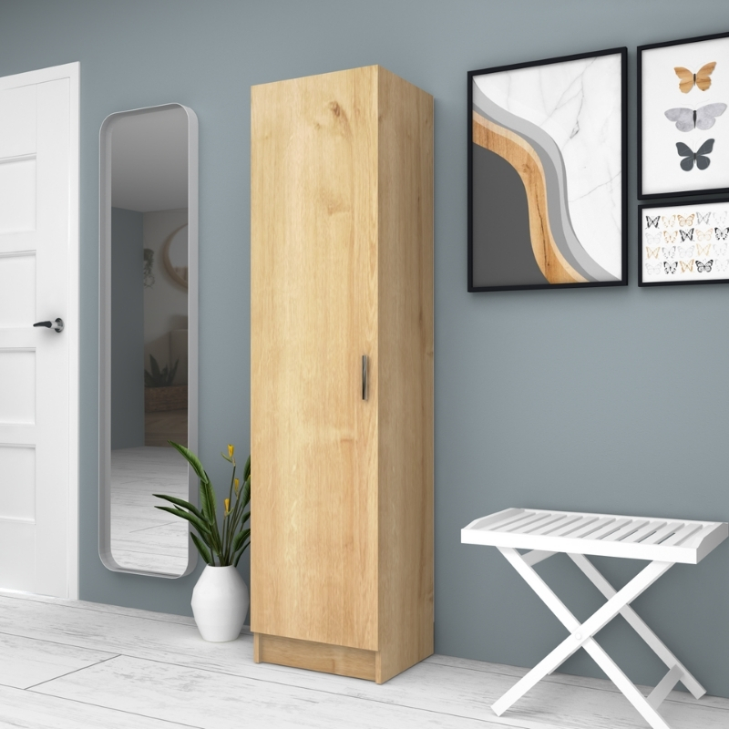 Ντουλάπα ρούχων - παπουτσοθήκη Art Maison Azumarill μονόφυλλη χρώμα φυσικό οξιάς 45x38x180εκ.