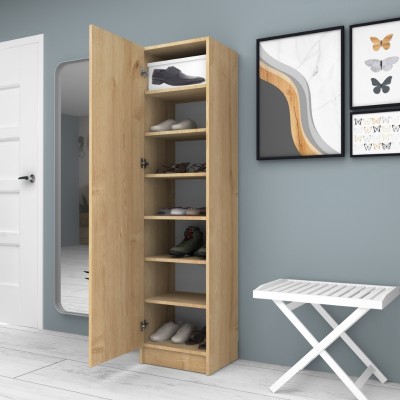 Ντουλάπα ρούχων - παπουτσοθήκη Art Maison Azumarill μονόφυλλη χρώμα φυσικό οξιάς 45x38x180εκ.