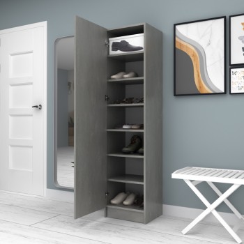 Ντουλάπα ρούχων - παπουτσοθήκη Art Maison Edison μονόφυλλη χρώμα γκρι σκυροδέματος 45x38x180εκ.