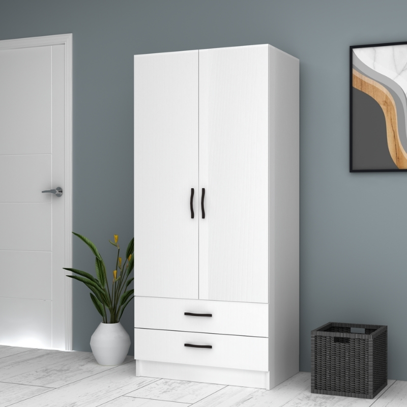 Ντουλάπα ρούχων Art Maison Dellinger δίφυλλη χρώμα λευκό 80x51,8x181εκ.