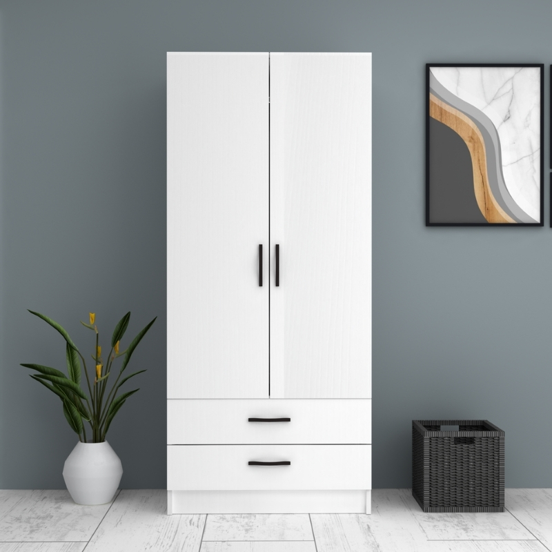 Ντουλάπα ρούχων Art Maison Dellinger δίφυλλη χρώμα λευκό 80x51,8x181εκ.
