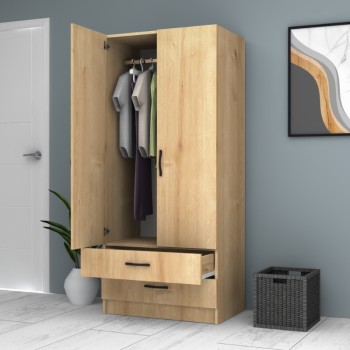 Ντουλάπα ρούχων Art Maison Dellinger δίφυλλη χρώμα φυσικό οξιάς 80x51,8x181εκ.