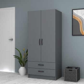 Ντουλάπα ρούχων Art Maison Gatherine δίφυλλη χρώμα ανθρακί 80x51,8x181εκ.