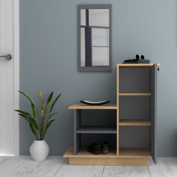 Έπιπλο εισόδου Art Maison Noriaki χρώμα φυσικό οξιάς - ανθρακί 90x35x95εκ.