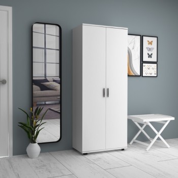 Ντουλάπα ρούχων - παπουτσοθήκη Art Maison Cosmoem δίφυλλη χρώμα λευκό 76x36x187εκ.