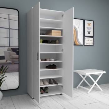 Ντουλάπα ρούχων - παπουτσοθήκη Art Maison Cosmoem δίφυλλη χρώμα λευκό 76x36x187εκ.