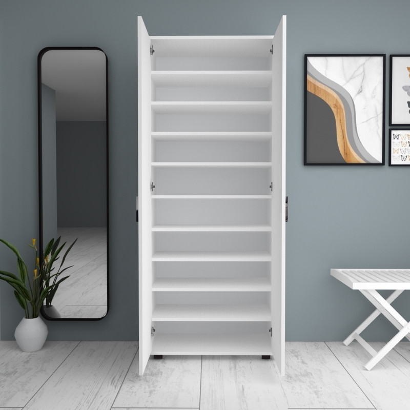 Ντουλάπα ρούχων - παπουτσοθήκη Art Maison Cosmoem δίφυλλη χρώμα λευκό 76x36x187εκ.