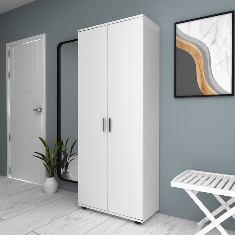 Ντουλάπα ρούχων - παπουτσοθήκη Art Maison Cosmoem δίφυλλη χρώμα λευκό 76x36x187εκ.