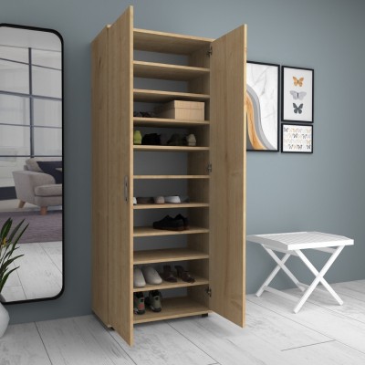 Ντουλάπα ρούχων - παπουτσοθήκη Art Maison Cosmoem δίφυλλη χρώμα φυσικό οξιάς 76x36x187εκ.