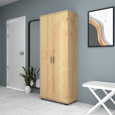 Ντουλάπα ρούχων - παπουτσοθήκη Art Maison Cosmoem δίφυλλη χρώμα φυσικό οξιάς 76x36x187εκ.