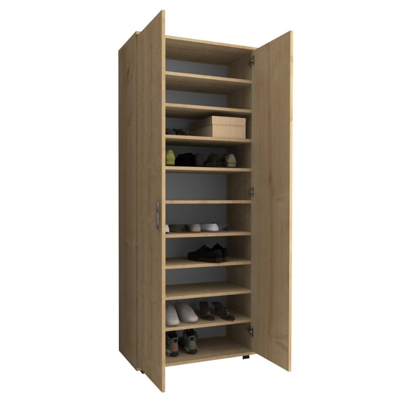 Ντουλάπα ρούχων - παπουτσοθήκη Art Maison Cosmoem δίφυλλη χρώμα φυσικό οξιάς 76x36x187εκ.