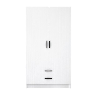 Ντουλάπα ρούχων Art Maison Genbo δίφυλλη με συρτάρια χρώμα λευκό 100x60x181εκ.