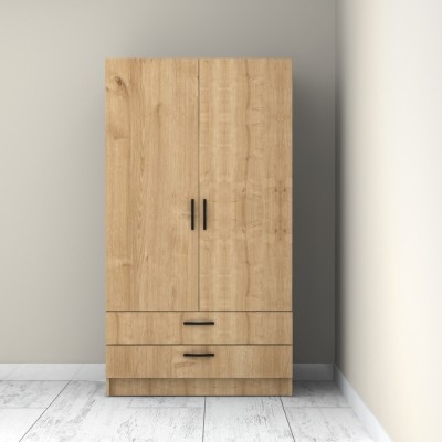 Ντουλάπα ρούχων Art Maison Genbo δίφυλλη με συρτάρια χρώμα φυσικό οξιάς 100x60x181εκ.