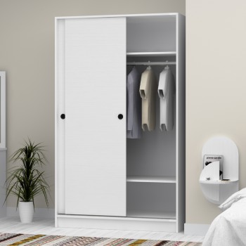 Ντουλάπα ρούχων Art Maison Farafra δίφυλλη συρόμενη χρώμα λευκό 120x60x200εκ.
