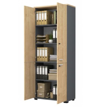 Ντουλάπα γραφείου επαγγελματική Art Maison Compo χρώμα ανθρακί - φυσικό οξιάς 80x40x200εκ.