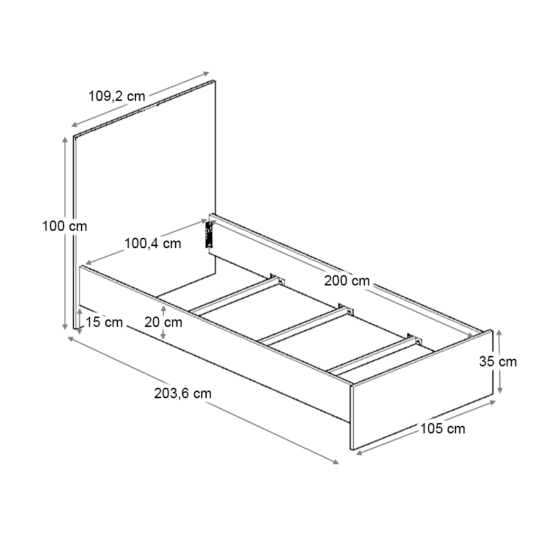 Κρεβάτι Art Maison Joseph χρώμα καρυδί 100x200εκ.