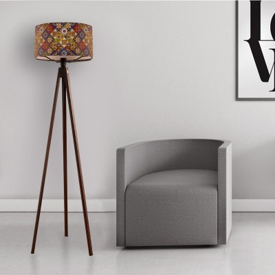 Φωτιστικό δαπέδου Art Maison Ribombee Mdf/ύφασμα Pvc χρώμα καρυδί - πολύχρωμο 38x38x140εκ.