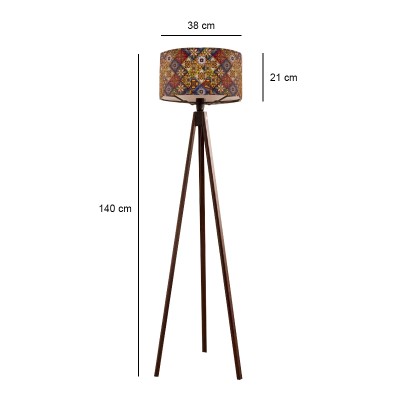 Φωτιστικό δαπέδου Art Maison Ribombee Mdf/ύφασμα Pvc χρώμα καρυδί - πολύχρωμο 38x38x140εκ.