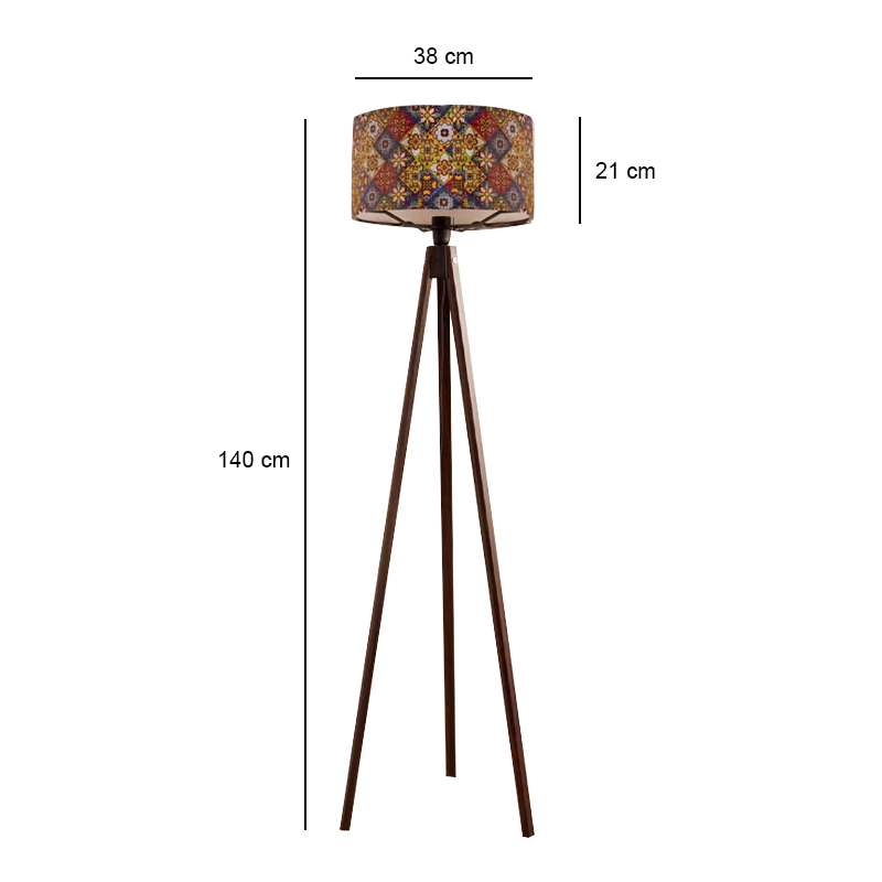 Φωτιστικό δαπέδου Art Maison Ribombee Mdf/ύφασμα Pvc χρώμα καρυδί - πολύχρωμο 38x38x140εκ.