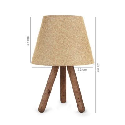 Φωτιστικό επιτραπέζιο Art Maison Nami E27 ύφασμα Pvc - ξύλο χρώμα μπεζ - καφέ 22x17x32εκ.