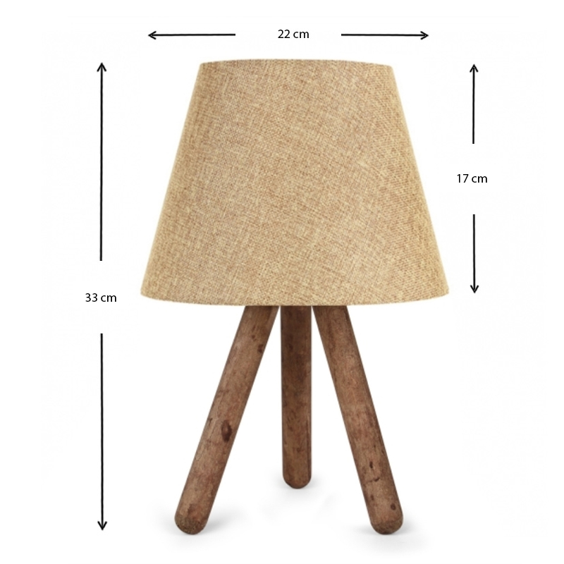 Φωτιστικό επιτραπέζιο Art Maison Nami E27 ύφασμα Pvc - ξύλο χρώμα μπεζ - καφέ 22x17x32εκ.