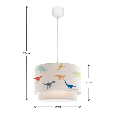 Φωτιστικό οροφής Art Maison Αγαθονήσι υφασμάτινο μονόφωτο με χαριτωμένα δεινοσαυράκια 30x20x70εκ.