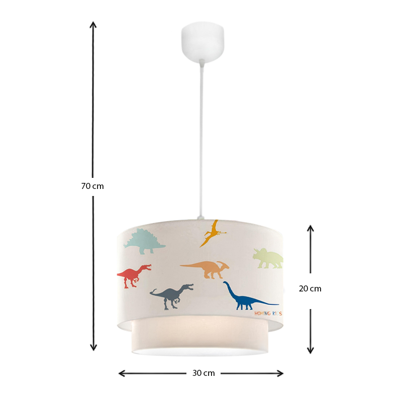 Φωτιστικό οροφής Art Maison Αγαθονήσι υφασμάτινο μονόφωτο με χαριτωμένα δεινοσαυράκια 30x20x70εκ.