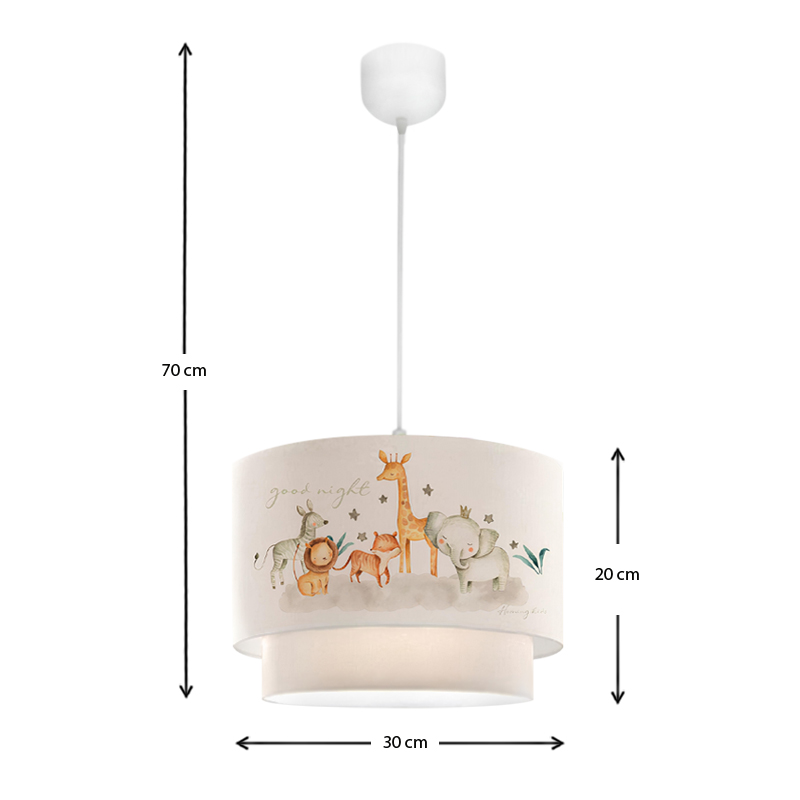 Φωτιστικό οροφής  Art Maison Αγαθονήσι υφασμάτινο μονόφωτο με χαριτωμένα ζωάκια 30x20x70εκ.