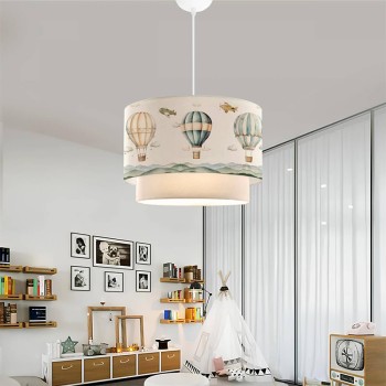 Φωτιστικό οροφής Art Maison Αγαθονήσι υφασμάτινο μονόφωτο με χαριτωμένα αερόστατα 30x20x70εκ.