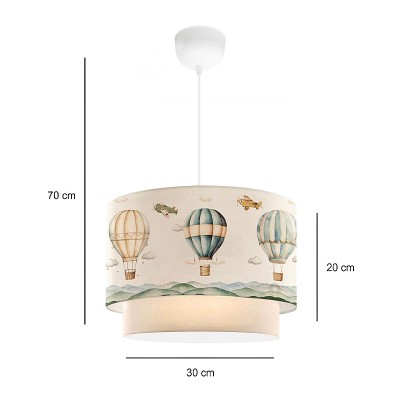 Φωτιστικό οροφής Art Maison Αγαθονήσι υφασμάτινο μονόφωτο με χαριτωμένα αερόστατα 30x20x70εκ.