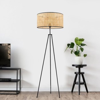 Φωτιστικό δαπέδου Art Maison Σύρος - Black Natural (Φ38x150εκ.)