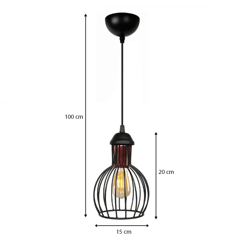 Φωτιστικό οροφής Art Maison Bankuro E27 μεταλλικό μονόφωτο χρώμα μαύρο Φ15x100εκ.