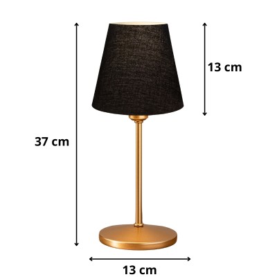 Φωτιστικό επιτραπέζιο Art Maison Noriko E27 ύφασμα Pvc χρώμα μαύρο - χρυσό Ø13x37εκ.