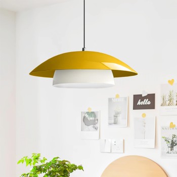 Φωτιστικό οροφής Art Maison Wavyleaf E27 μεταλλικό μονόφωτο χρώμα κίτρινο Ø36x100εκ.