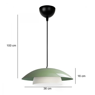 Φωτιστικό οροφής Art Maison Wavyleaf E27 μεταλλικό μονόφωτο χρώμα μέντα Ø36x100εκ.