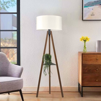 Φωτιστικό δαπέδου Art Maison Turtlehead E27 Mdf/ύφασμα Pvc χρώμα καρυδί - κρεμ 38x38x135εκ.