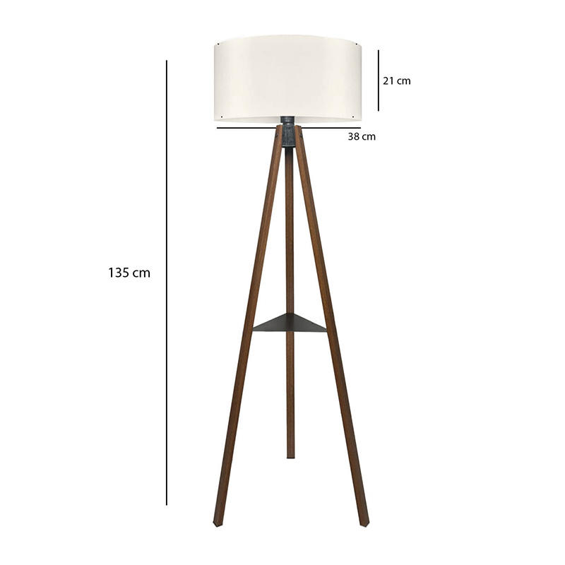 Φωτιστικό δαπέδου Art Maison Turtlehead E27 Mdf/ύφασμα Pvc χρώμα καρυδί - κρεμ 38x38x135εκ.