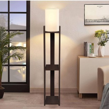 Φωτιστικό δαπέδου Art Maison Wishbone E27 Mdf/ύφασμα Pvc χρώμα wenge - κρεμ 18,5x18,5x142εκ.