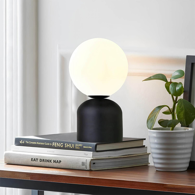 Φωτιστικό επιτραπέζιο  Art Maison Treasure E14 μεταλλικό - γυάλινο χρώμα μαύρο - λευκό Ø13x28εκ.