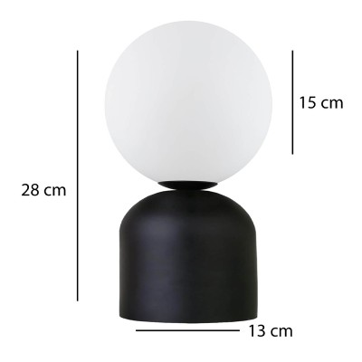 Φωτιστικό επιτραπέζιο  Art Maison Treasure E14 μεταλλικό - γυάλινο χρώμα μαύρο - λευκό Ø13x28εκ.