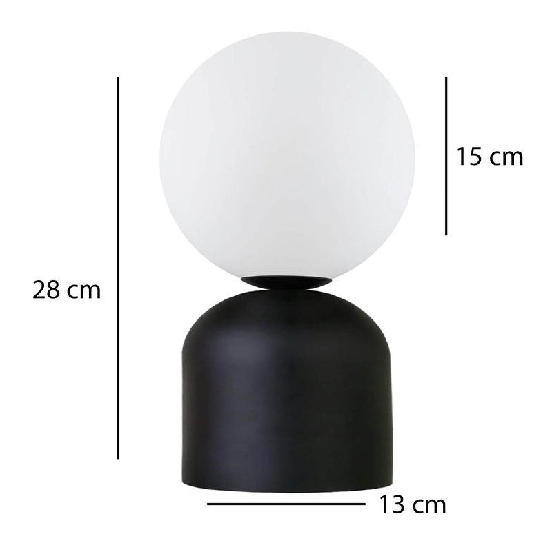 Φωτιστικό επιτραπέζιο  Art Maison Treasure E14 μεταλλικό - γυάλινο χρώμα μαύρο - λευκό Ø13x28εκ.