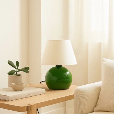 Φωτιστικό επιτραπέζιο Art Maison Roselia E27 μεταλλικό - ύφασμα Pvc χρώμα πράσινο - κρεμ Ø22x30εκ.