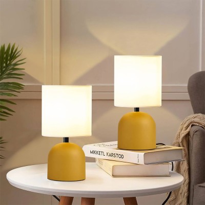 Φωτιστικό επιτραπέζιο Art Maison Albion E27 μεταλλικό - ύφασμα Pvc χρώμα κίτρινο - κρεμ Ø15x30εκ.