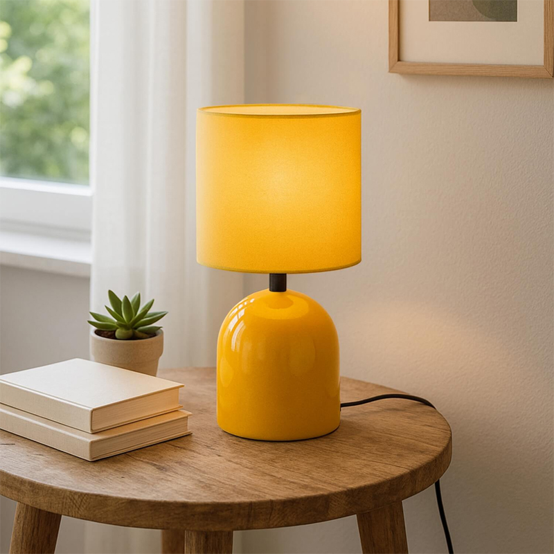 Φωτιστικό επιτραπέζιο Art Maison Rotom E27 μεταλλικό - ύφασμα Pvc χρώμα κίτρινο Ø15x30εκ.